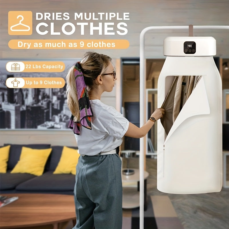 Bag-Style Portable Clothes Dryer with Listed 110V US Plug, White Laundry Care Device with Drying Bag for Compatible Garments in Apartments and Small Spaces