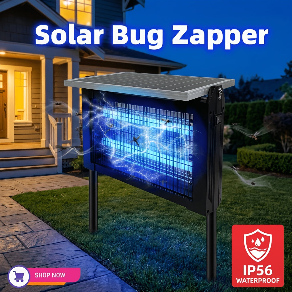 Solar Bug Zapper with Listed 4000mAh Battery and Two Modes, Single Rechargeable Portable Insect Trap for Instruction-Approved Patio, Garden and Camping Use