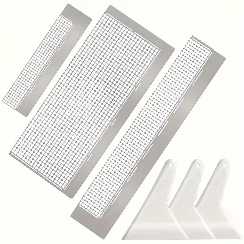 Diamond Painting Ruler Set, Six-Piece Craft Guide with Listed Stainless Steel Mesh and Cross Flower Hole Drawing Options for DIY Diamond Art Projects