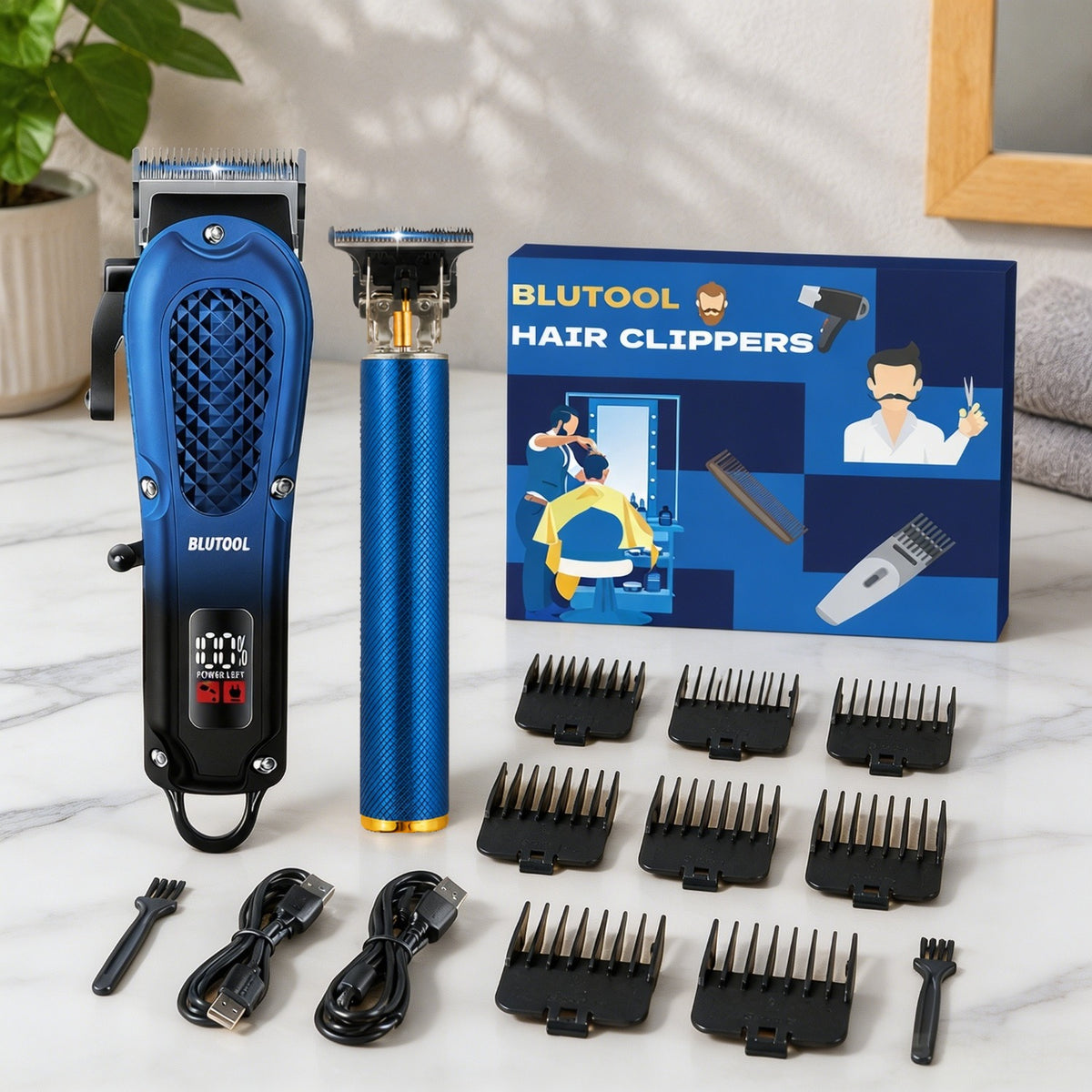 Cordless Hair Clipper and Trimming Kit for Men with LCD Display, Listed Zero-Gap Blades and Dual USB Charging, Black-2 or Golden-4PCS-2 Package Options