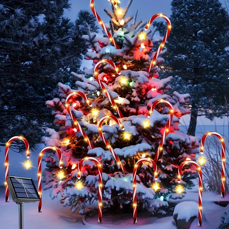 Solar Candy Cane Lights with Listed Red and White Striped Design, Eight Lighting Modes and 8/16-Pack References for Christmas Garden and Holiday Yard Decorating