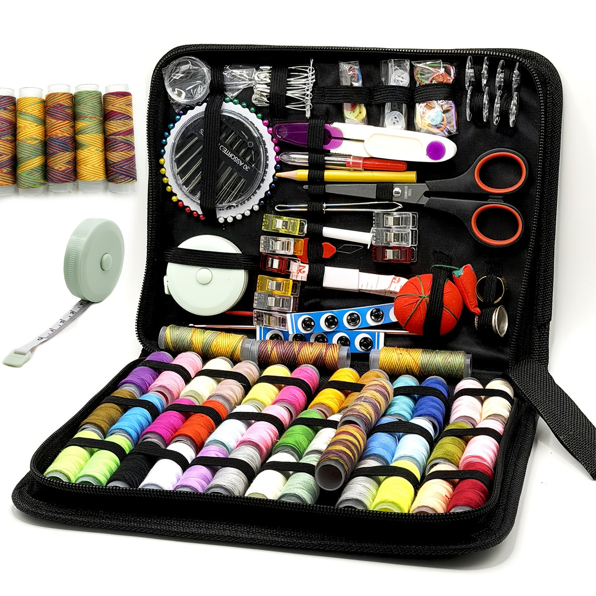 269-Piece Sewing Kit with Black Storage Case, Portable Thread, Needles, Scissors, Tape Measure and Pins for Adult Beginners, Travel and Home Mending
