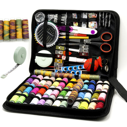 269-Piece Sewing Kit with Black Storage Case, Portable Thread, Needles, Scissors, Tape Measure and Pins for Adult Beginners, Travel and Home Mending
