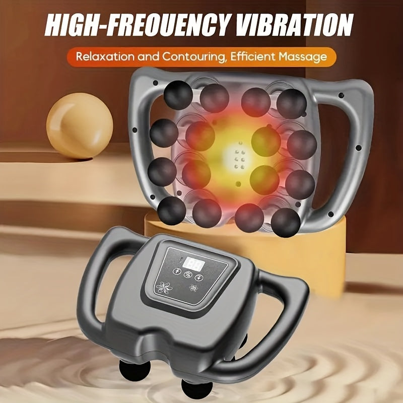 16-Drive Muscle Massager with Listed Multi-Head Design, Nine Massage Modes and 99 Intensity Settings, 25W ABS Personal-Care Device with Charging Cable and Manual
