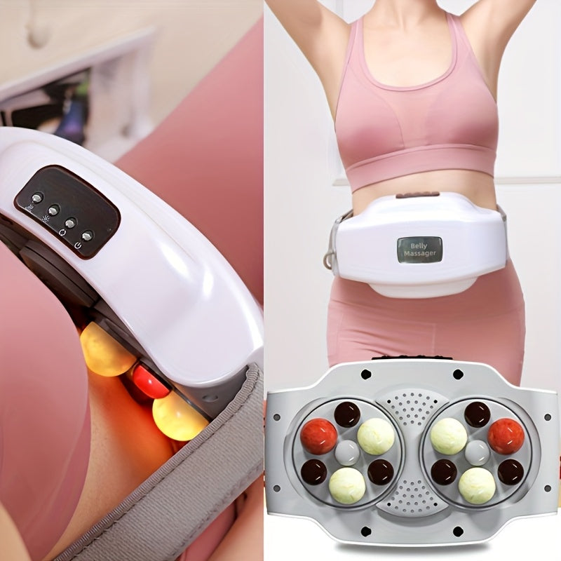 Heated Abdominal Massager with Kneading and Adjustable Modes, Rechargeable USB Belly and Waist Massage Device for Everyday Personal Care at Home or the Office