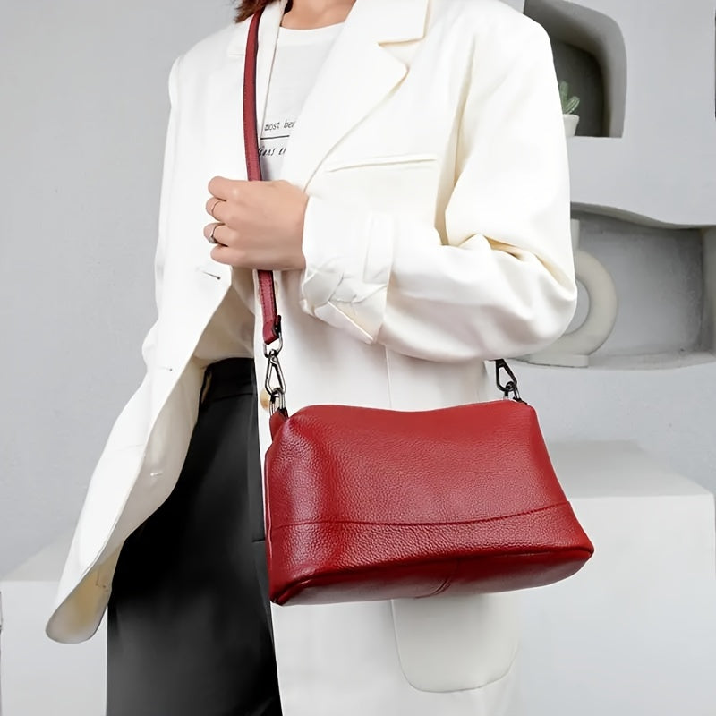 Womens Messenger and Backpack Style Bag with Zip Closure, Golden Accent and Shoulder Strap References, Black or Red with Listed 10.63-Inch Size for Everyday Outings