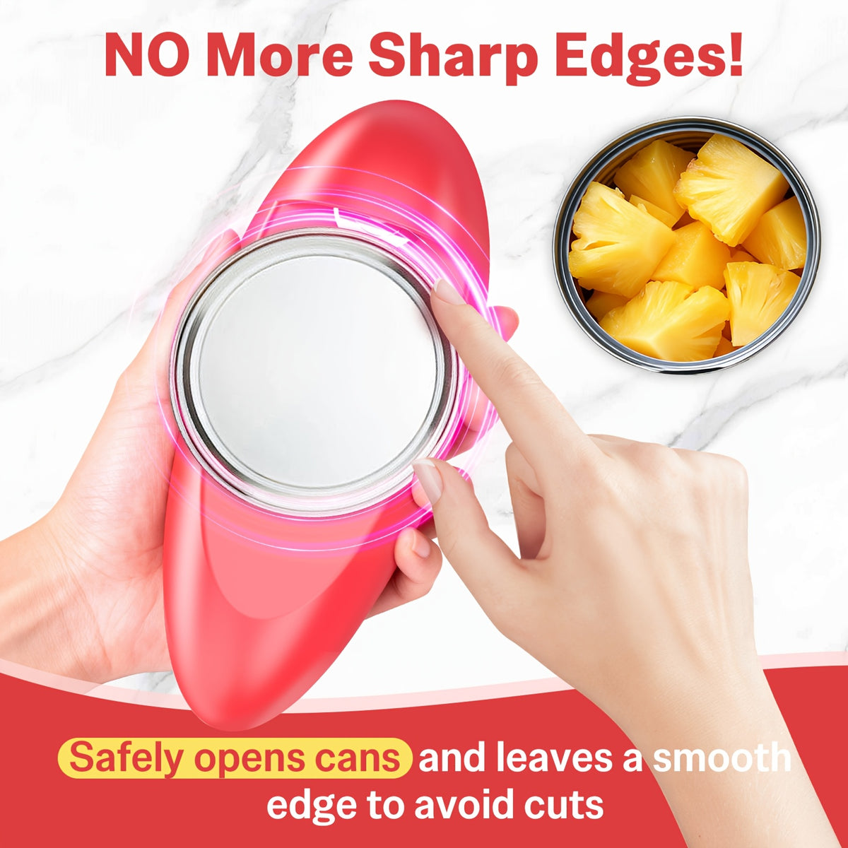 Automatic Battery Can Opener, One-Touch Electric Kitchen Tool with Listed Smooth-Edge Cutting for Everyday Meal Prep, Home Cooking and RV Kitchens