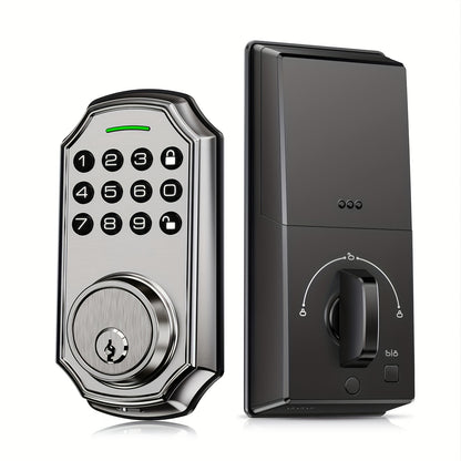 Electronic Keypad Deadbolt with Listed 100 Access Codes, Auto Lock and One-Touch Locking, Black or Silvery Finish and Fingerprint or Handle Set Options
