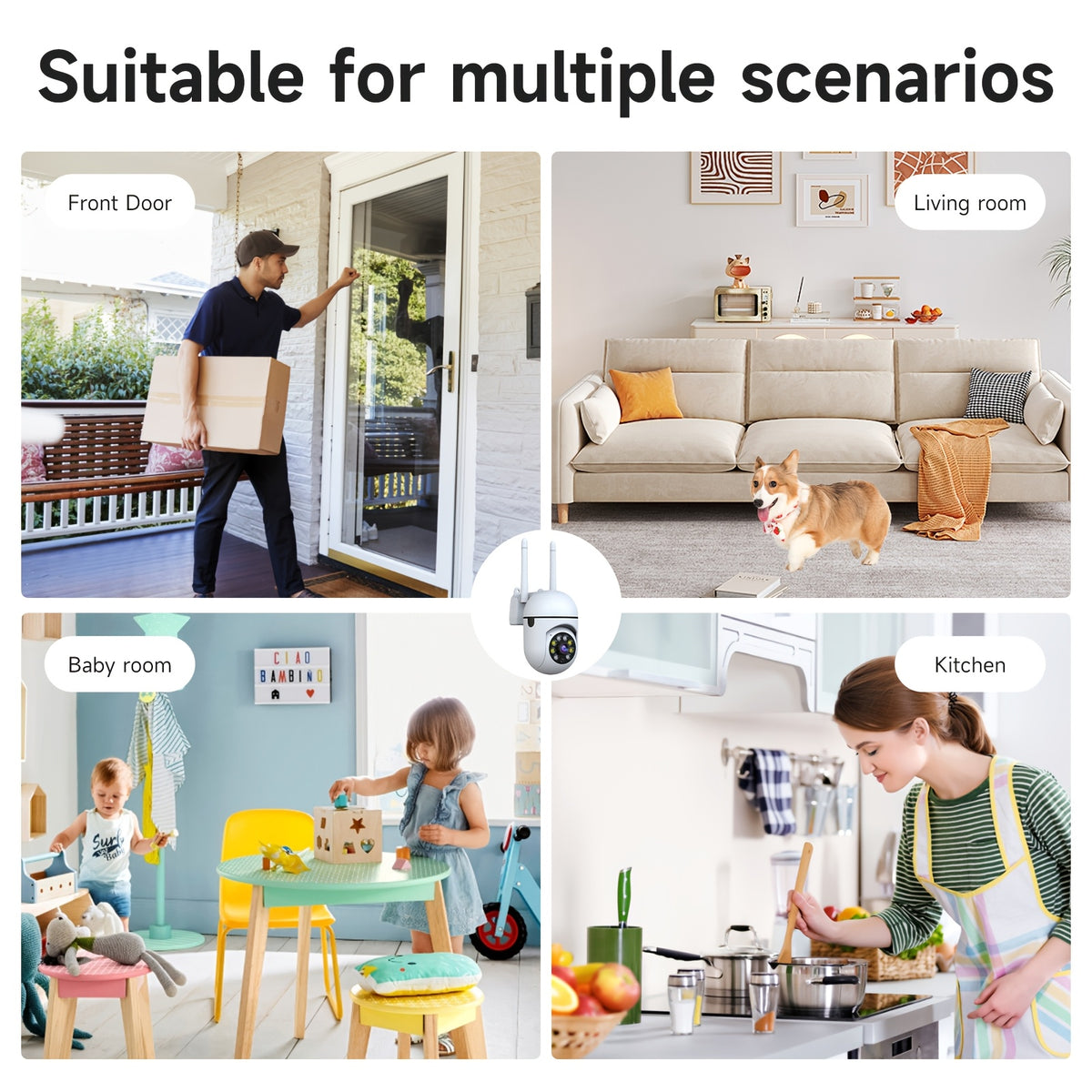 PTZ Security Camera 2-Pack, 355° Pan & Tilt Indoor Camera with AI Motion Detection, Dual-Band WiFi, Full-Color Night Vision, Two-Way Audio, Cloud & SD Storage