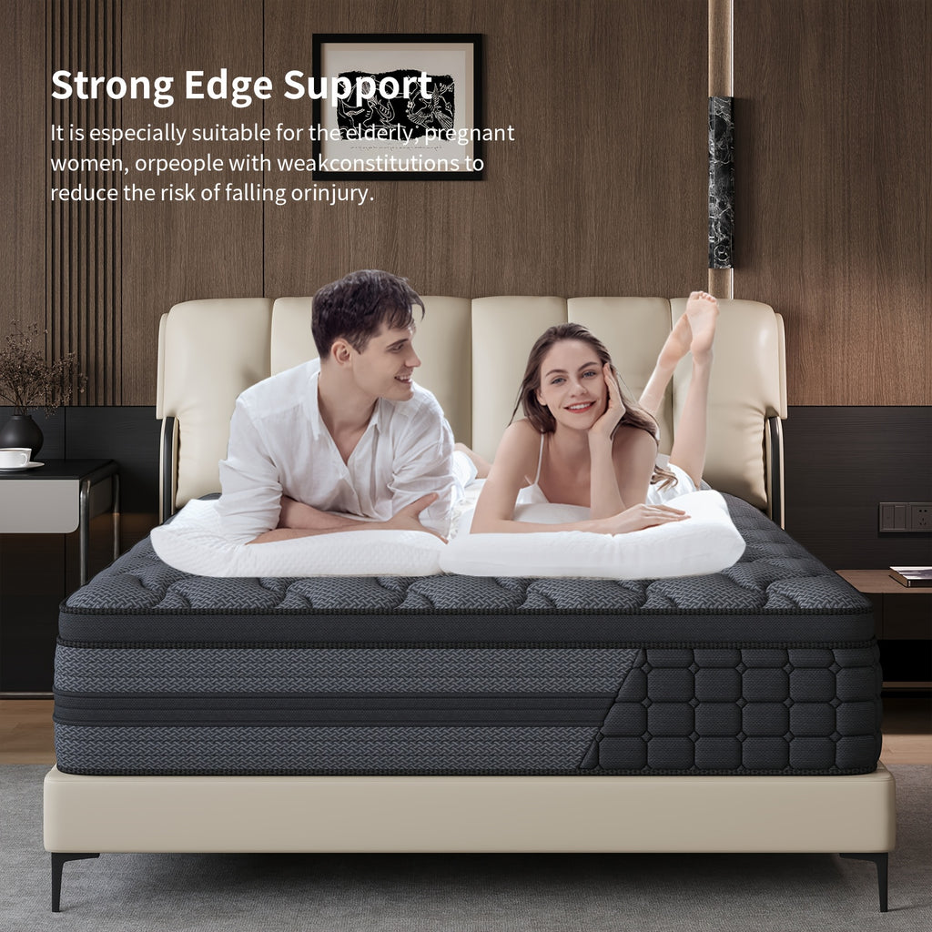 Gel Memory Foam Pocket Spring Mattress, Medium Firm Hybrid Bed in a Box with 8, 10, 12 or 14 Inch Models and Twin, Full, Queen or King Sizes