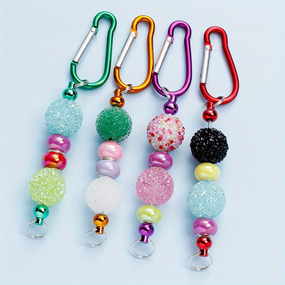Mixed Color Beadable Keychain Blanks with D-Shaped Clasps and Bead Bars, Listed 22-Piece Craft Assortment for DIY Key Pendants and Personalized Party Favors