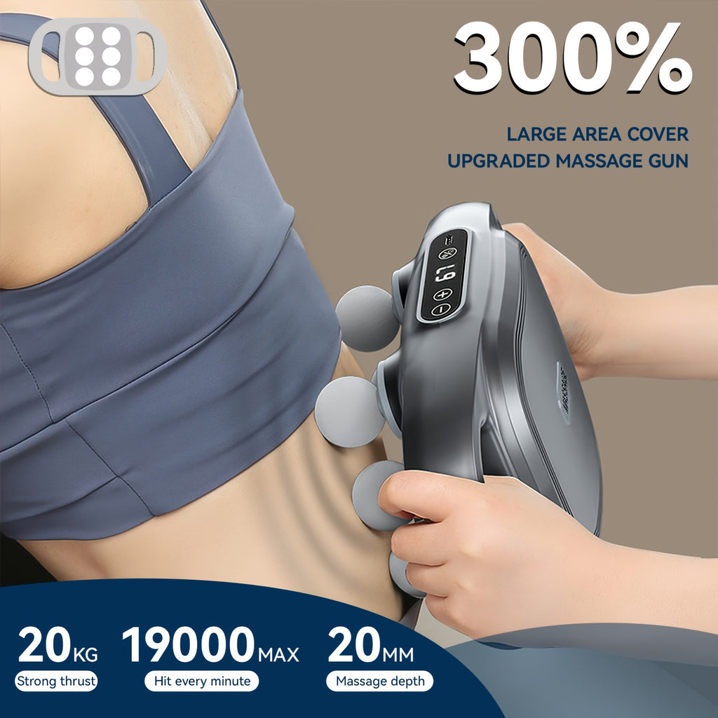 Six-Head Tapping Massager with Listed USB Rechargeable Design, Handheld Multi-Head Vibration Massage Device in White or Grey for Home Personal Care and Gifts