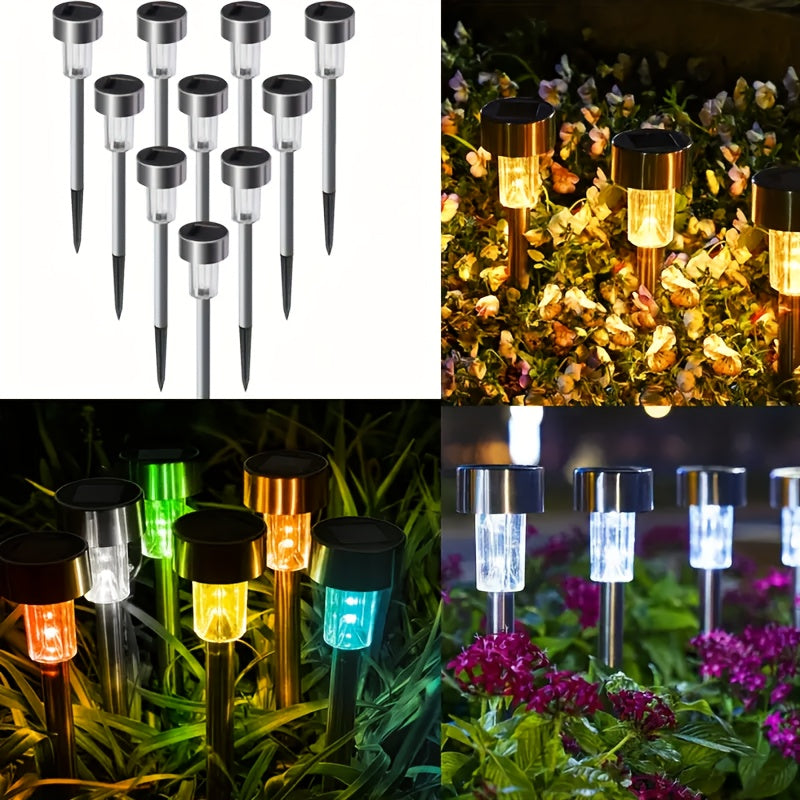 Solar LED Rod Lights with Listed Stainless Steel and IP44 Rating, 20 to 50 Piece Pack Labels in Multicolor, White or Warm Light for Garden and Patio Decoration