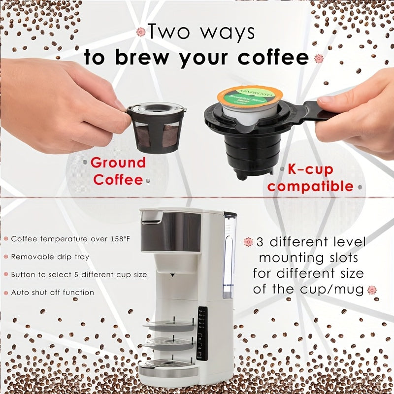 Milky White Single-Serve Coffee Brewer with Built-In Water Tank and Listed K-Cup and Ground Coffee Compatibility for Home Kitchen Counters and Coffee Bar Routines
