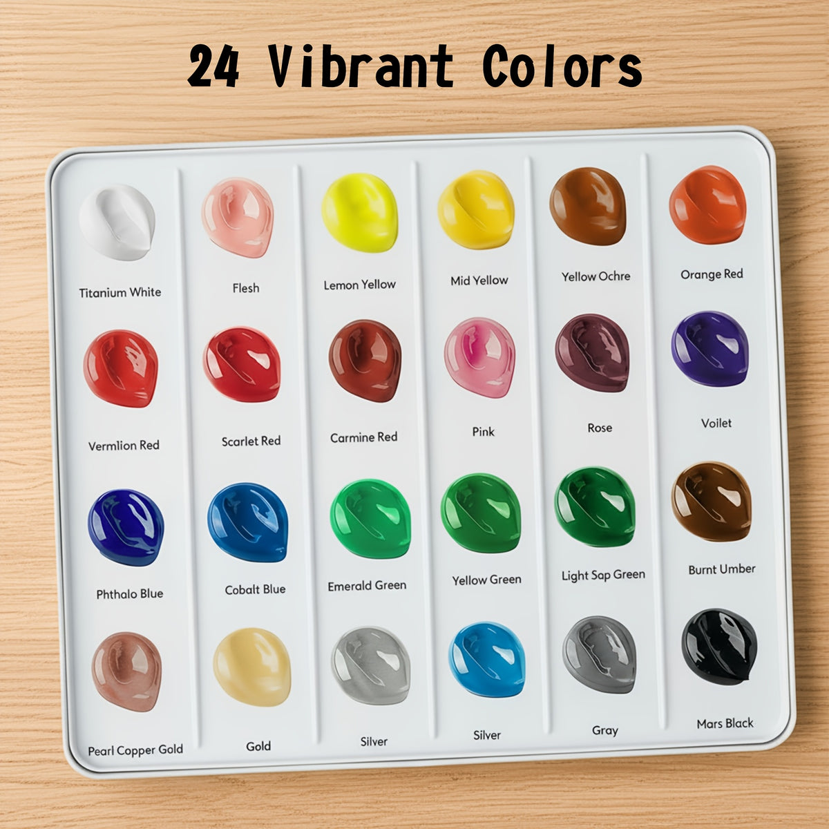 Beginner Acrylic Paint Set with 24 Colors and 12 Art Brushes, Listed 2.03 oz Option for Canvas Painting, Decorative Ceramic Projects and Fabric Crafts