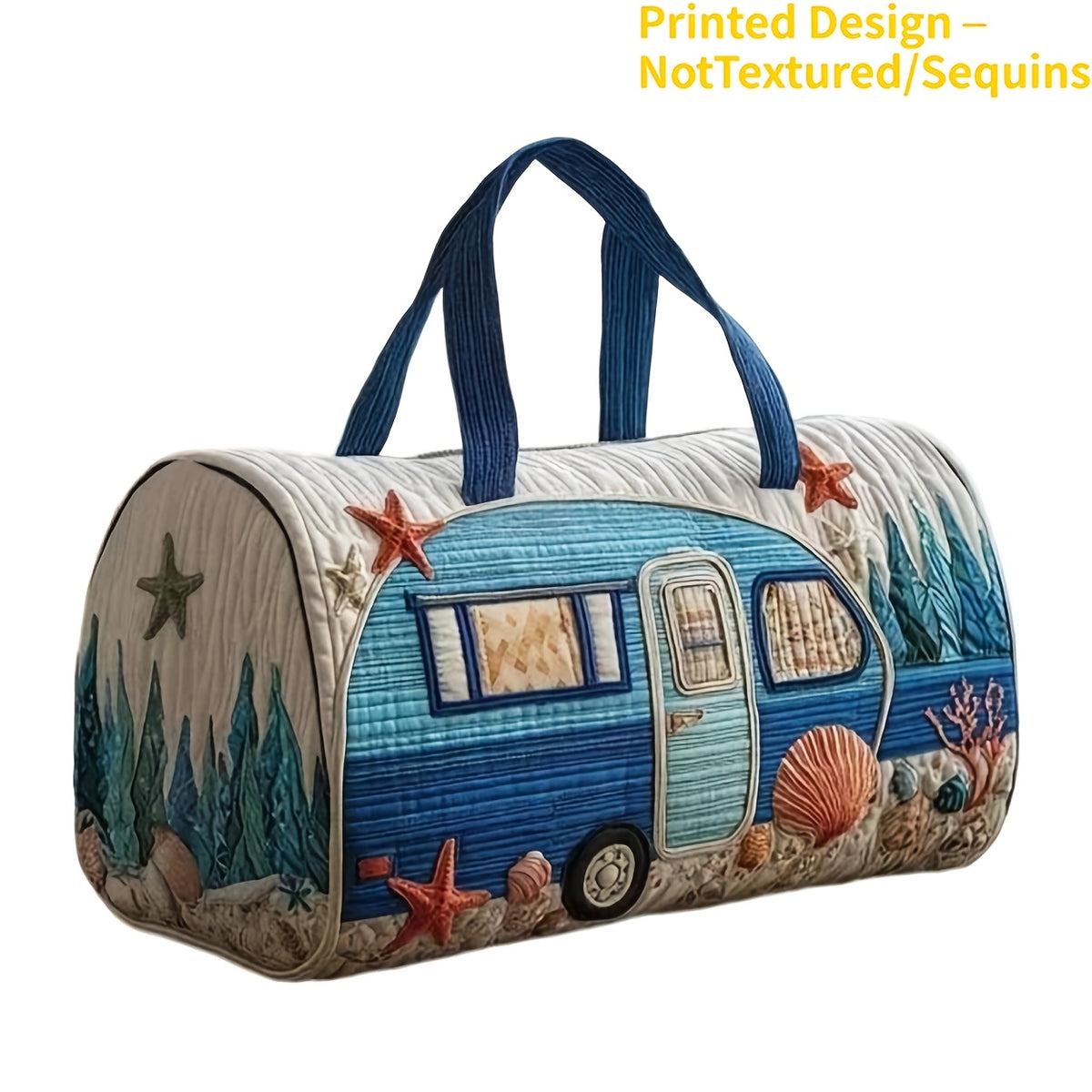 Boho Printed Weekend Travel Bag, Type A Shoulder Strap Tote with Flat Vintage-Inspired Styling for Overnight Trips and Gym Packing, No Sequins or Raised Texture