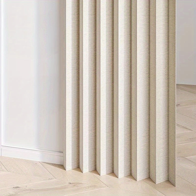Accordion Door Curtain in Polyester with Hooks and Storage Straps, Foldable Room Divider Panel in Four Colors and Two Unfolded Sizes for Home Interiors