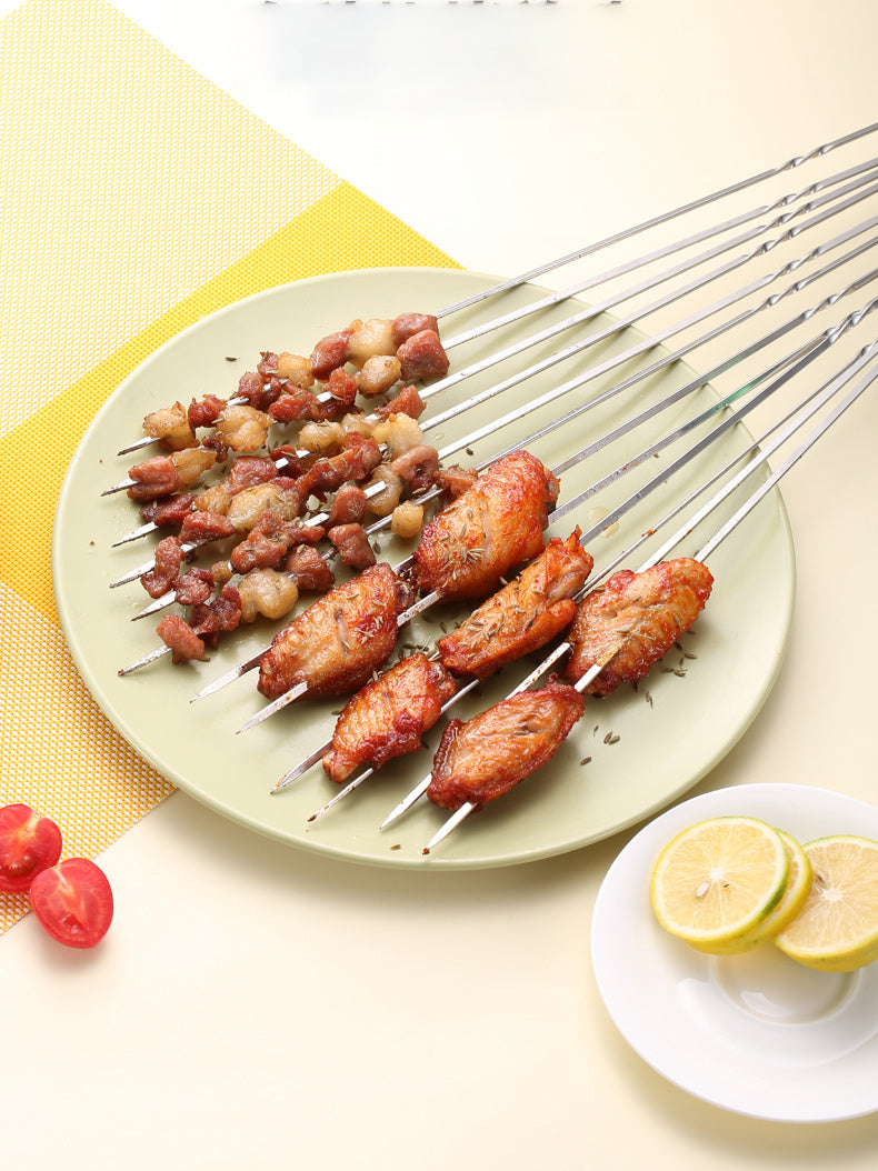 10pcs Reusable Stainless Steel BBQ Skewers - Perfect For Barbecue, Shish Kebab & Camping!