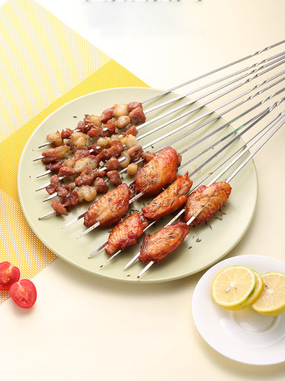 Reusable Stainless Steel BBQ Skewers for Shish Kebabs, Metal Grilling Sticks in 10pieces and 10pieces*2 Options for Backyard Barbecues and Camping