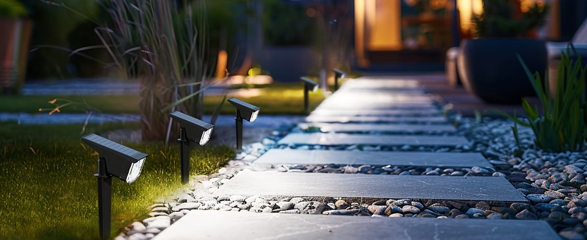 Solar Landscape Spotlights in Warm or Cool White, 4, 6 or 10 Pack Garden Accent Lights with Listed 38 LEDs and Three Modes for Pathway and Holiday Decor