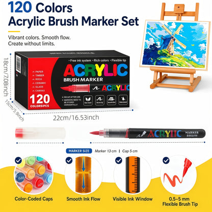 Brush Tip Acrylic Paint Markers for Rock Painting, Wood, Canvas, Glass and DIY Crafts, Art Pen Set Options from 12 Pieces to a Listed 168-Color Selection