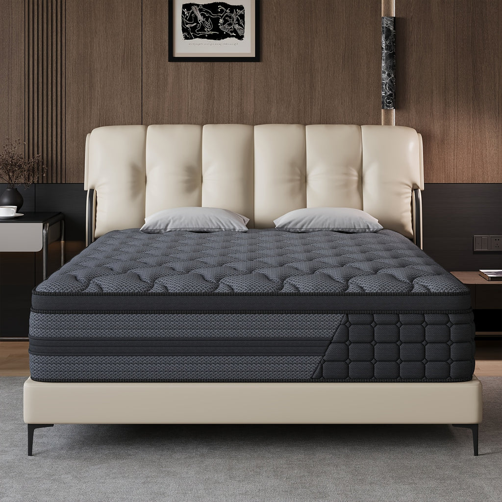 Gel Memory Foam Pocket Spring Mattress, Medium Firm Hybrid Bed in a Box with 8, 10, 12 or 14 Inch Models and Twin, Full, Queen or King Sizes