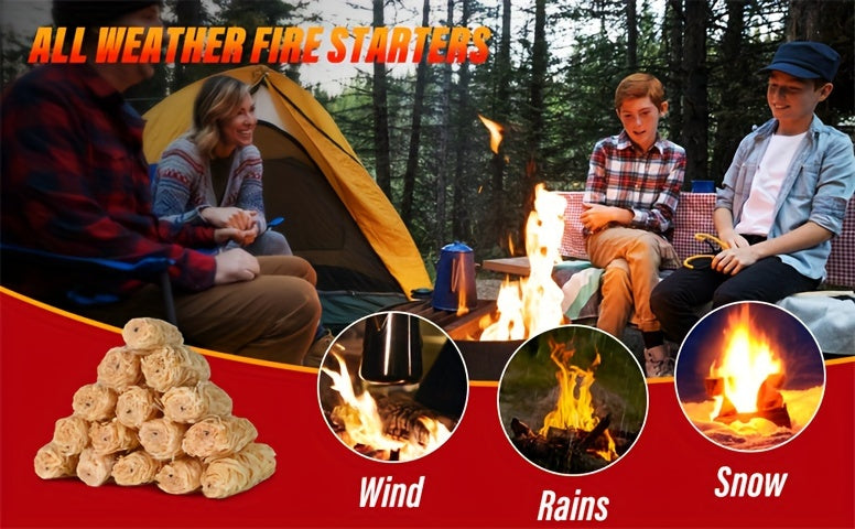 Campfire Fire Starters for Charcoal Grills, Fire Pits and Wood Stoves, Natural Firelighter Packs with 24, 60 Get 72 or 144-Piece Selection Options