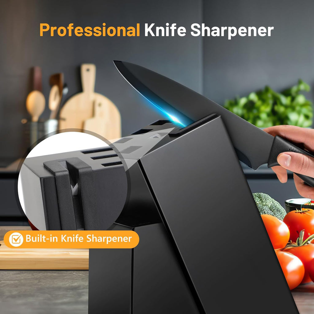 Black Cooking Knife Set with Fruit Knife Small Set or Stainless Steel Kitchen Large Set Options for Slicing, Dicing and Everyday Home Meal Preparation