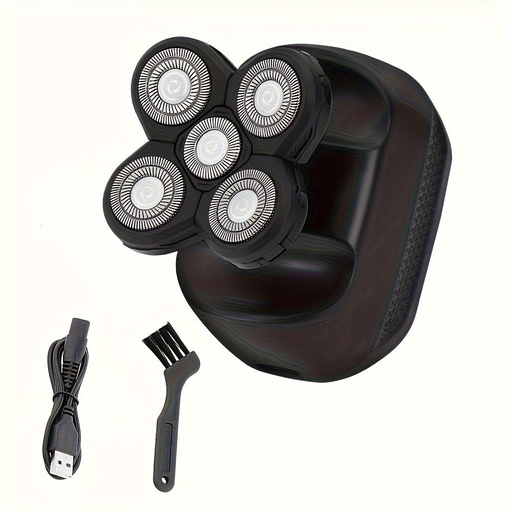 Rechargeable Electric Razor for Men with Floating Heads, LED Battery Display and Washable Three-Blade Design, Listed One-Hour Charging for Facial Grooming