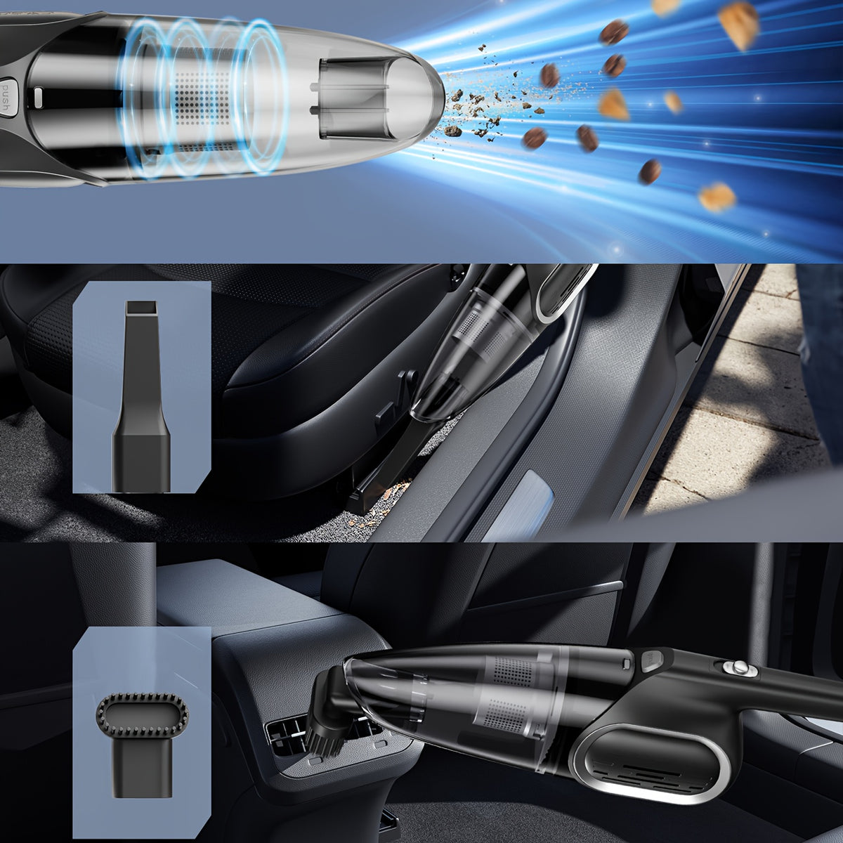 Mini Cordless Handheld Vacuum with 6000Pa Suction, Dual Filtration, One-Click Dust Cup Emptying and USB Charging, 2000mAh Battery for Home and Car Cleanup