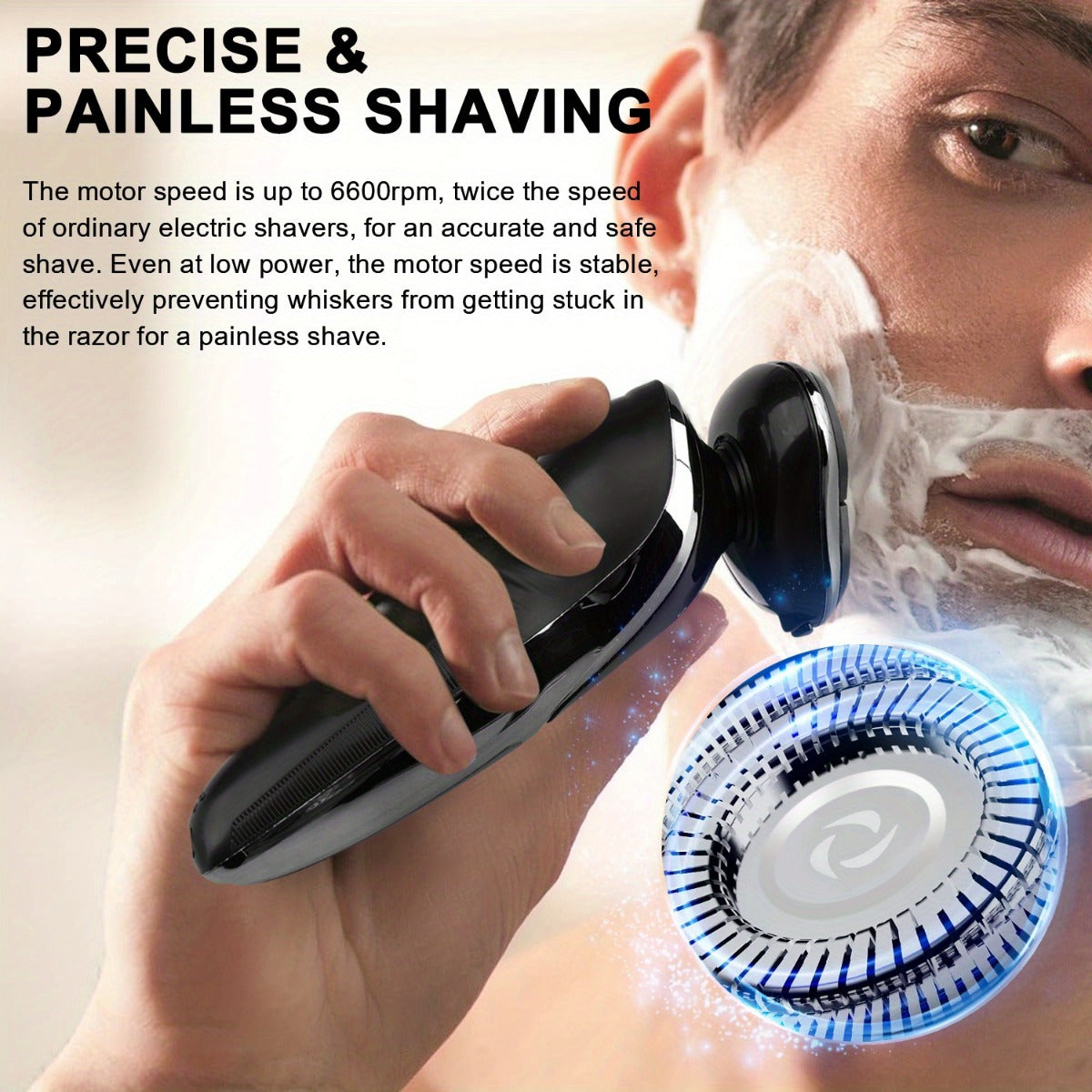 Cordless Electric Shaver for Men in Black with Rechargeable Battery, 3D Floating Cutter Head and LED Display, Single or Two-Piece Grooming Options