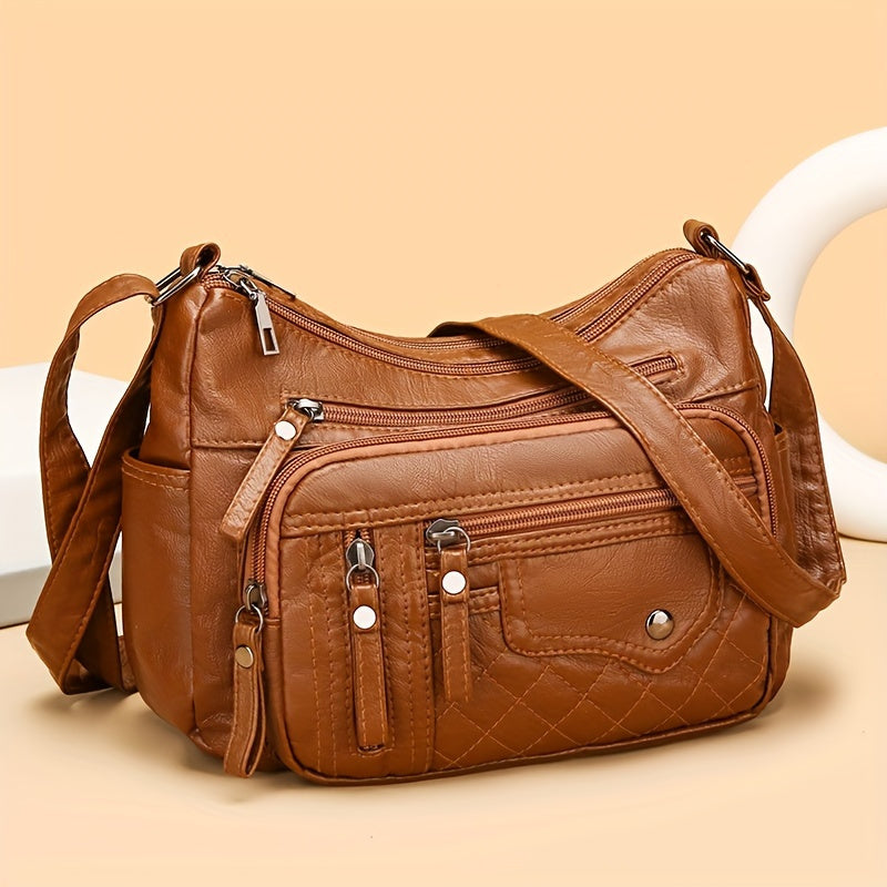 Nylon Shoulder Bag with Adjustable Strap and Zipper Closure, Listed 25 x 18 x 8 cm Size in Red, Black or Brown for Everyday Essentials and Gift Ideas
