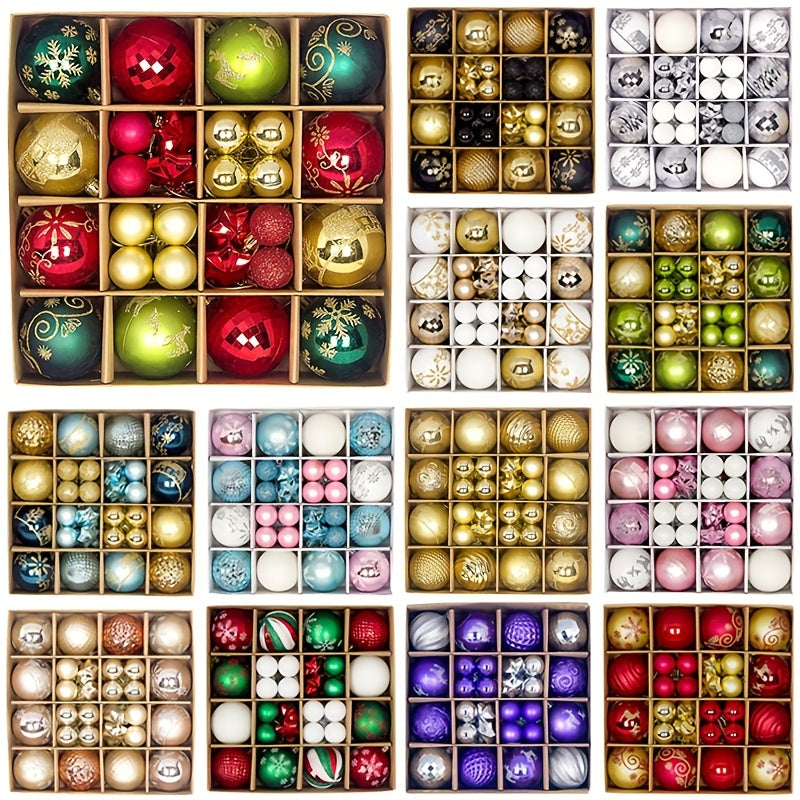 Christmas Ball Ornaments with Eight Color Theme Options, Listed 44-Piece Hanging Decoration Set for Coordinated Tree Styling, Window Displays and Holiday Parties