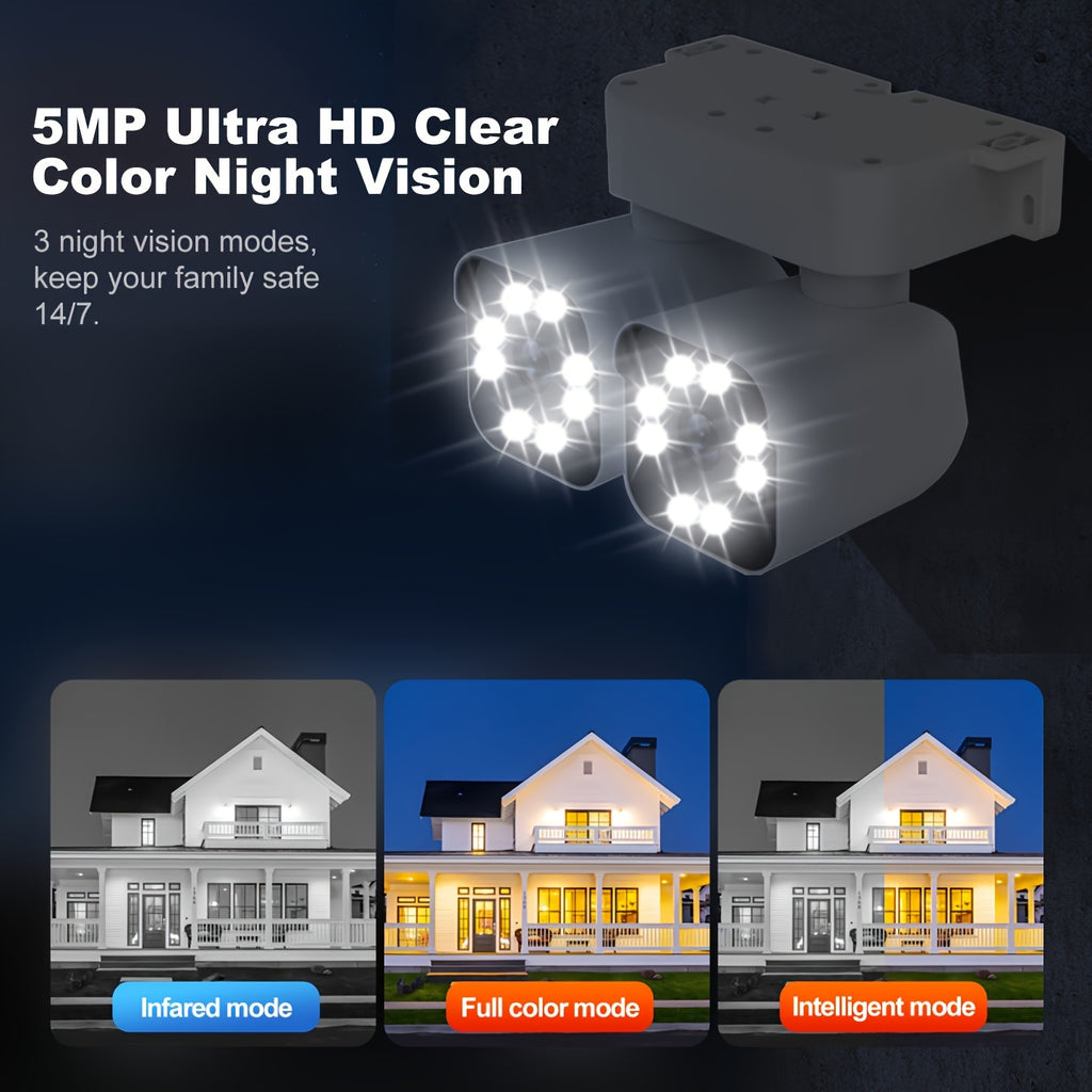 Wired-Power Dual Lens WiFi Security Camera with Listed 10X Electric Zoom, PTZ App Viewing, Night Vision, Two-Way Audio and Siren, Single or Two-Piece Options