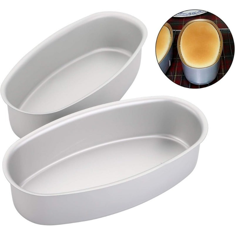 Oval Cheesecake Pan Set with Two Non-Stick Aluminum Molds for Light Cheesecake, Bread and Cake Baking, Versatile Bakeware for Home Kitchens