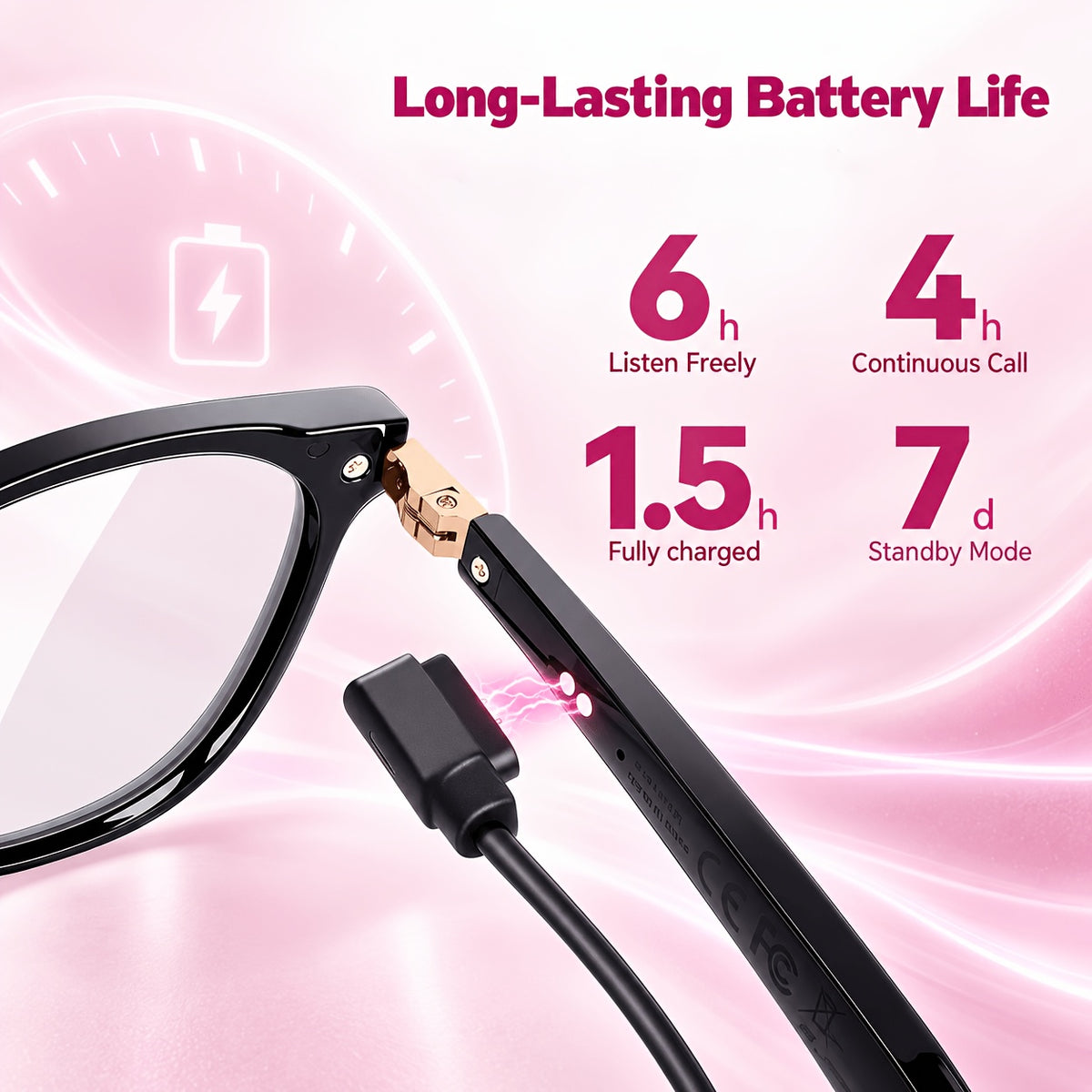 Voice and Video Translation Smart Glasses, Listed 160+ Language AI Audio Eyewear with Built-In Microphones and Speakers for Calls, Travel and Work