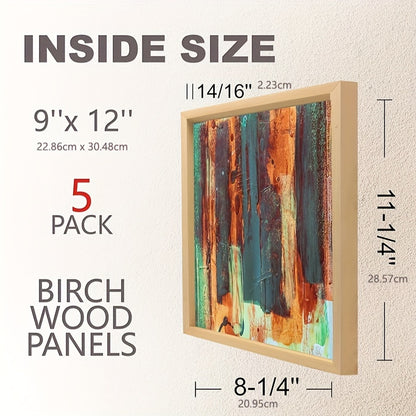 Cradled Wood Painting Panels Cupohus, Unfinished Wooden Art Boards in Five Size Options for Paint Pouring, DIY Crafts and Personalized Artwork Projects