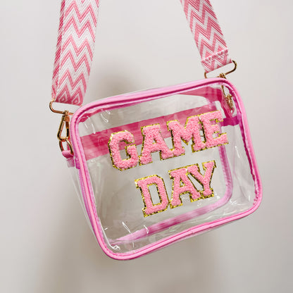 Clear Crossbody Bag with Listed PVC Transparent Body and Eight Color Options for Game Day Outfits, Concert Visits, Sports Events and Tailgating Plans