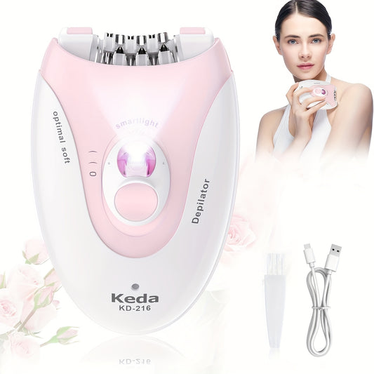 Two-Speed Rechargeable Hair Removal Tool with Listed USB Power and Stainless Steel Blades, Pink or Pink and White Electric Grooming Options for Women's Personal Care