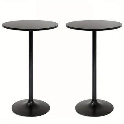 Round Bar Table with Listed 23.5-Inch Diameter Top, Modern Cocktail Furniture in Black or White with Separate Adjustable and Two-Piece Black Options for Small Spaces
