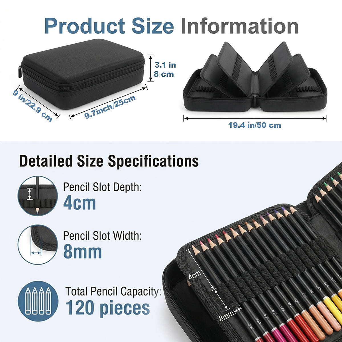 Portable Drawing and Sketching Art Kit, 120-Piece Set with Listed Colored Pencils, Sketchbook, Coloring Book, Sheets and Sharpener for Adult Beginner Creativity