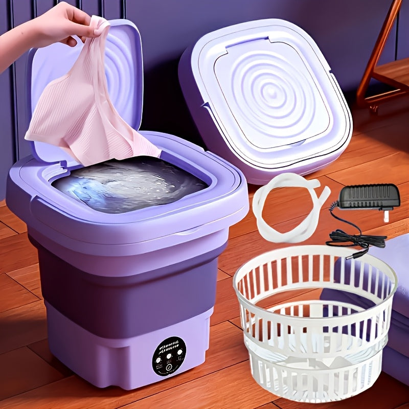 Foldable Portable Washing Machine, 2.64L Mini Laundry Washer for Socks, Underwear and Suitable Delicates, Compact Storage for Apartment, Dorm and RV