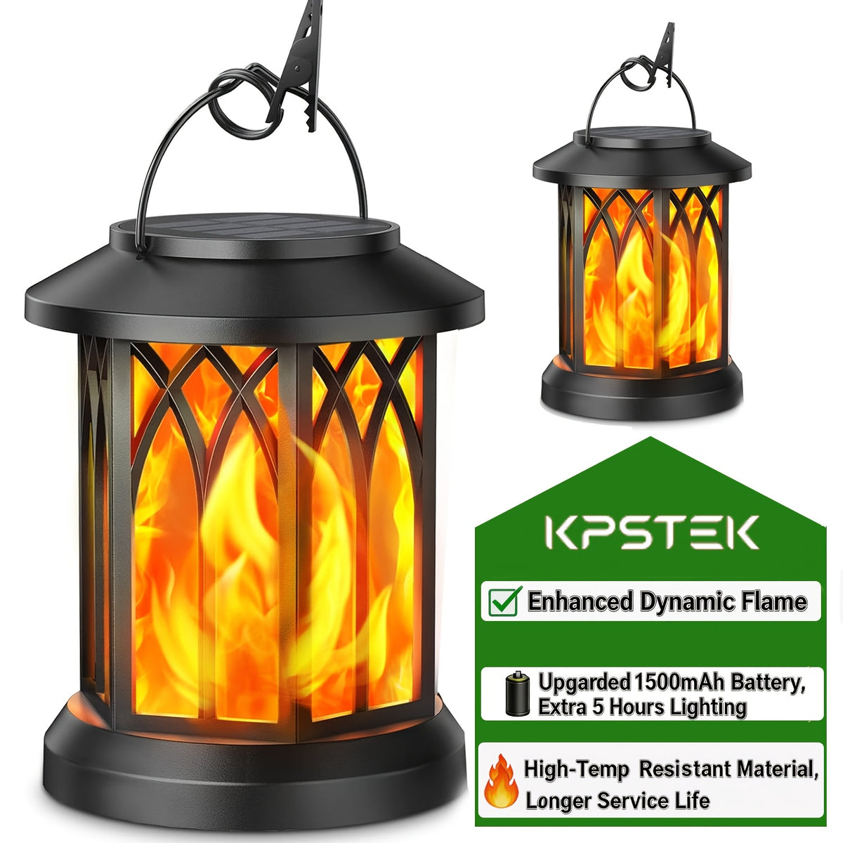 Flickering Flame Solar Hanging Lanterns, Black or Bronze 2-Pack and 4-Pack with Automatic On and Off and Listed IPX5 Rating for Garden and Patio Decor