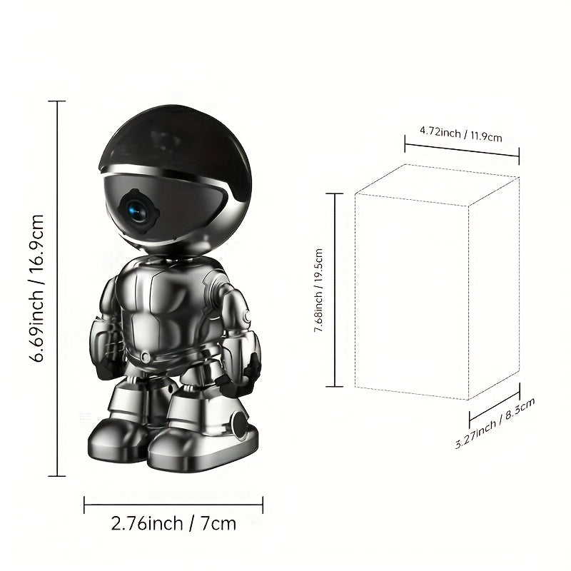 Robot Security Camera with Listed 2K Video, Motion Detection, Automatic Tracking, Two-Way Voice and Night Vision in Silvery or White, One- or Two-Camera Options