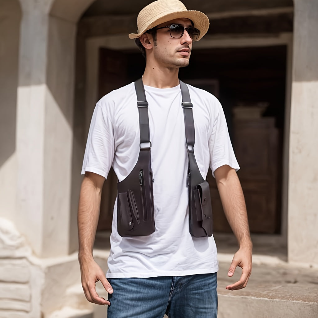Men's Underarm Strap Bag in Black with Retro Styling for Everyday Phone Carry, Outdoor Walks, Cycling and Hiking Gift Ideas for Boyfriend or Father