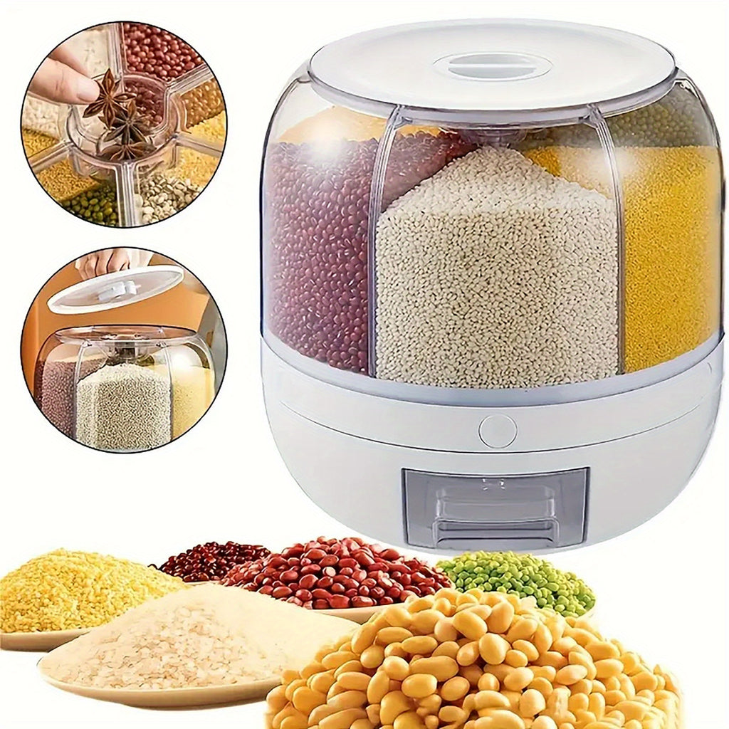 Rotating Rice Dispenser with Push-Button Release, Listed 22-Pound Capacity and 360-Degree Swivel Design for Kitchen Rice and Dry Grain Storage