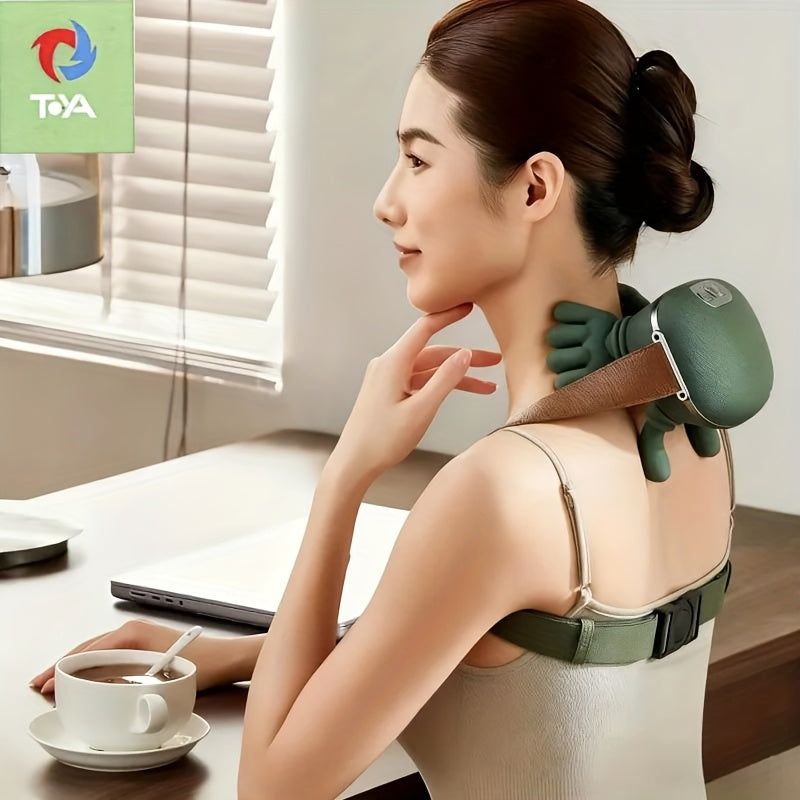 USB-Charging Kneading Massage Pillow with Soft Fabric Cover, Electric Personal Massager for Listed Neck and Back Relaxation Uses, Single A Option