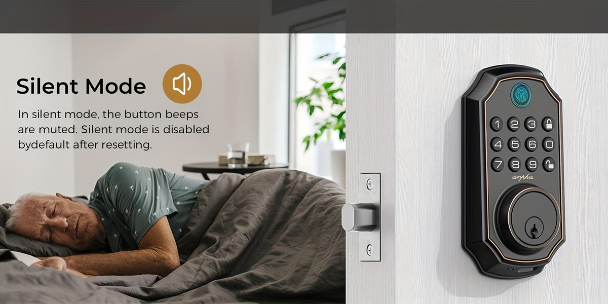 Electronic Deadbolt and Handle Set by ARPHA, Black Keyless Entry Door Lock with Listed 100 Codes, One-Time Password and Auto-Lock for Compatible Doors