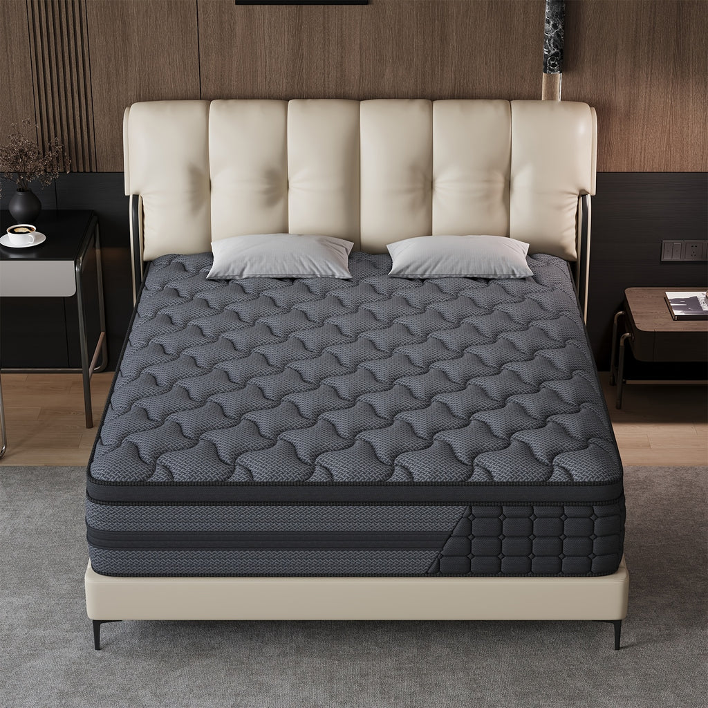 Gel Memory Foam Pocket Spring Mattress, Medium Firm Hybrid Bed in a Box with 8, 10, 12 or 14 Inch Models and Twin, Full, Queen or King Sizes