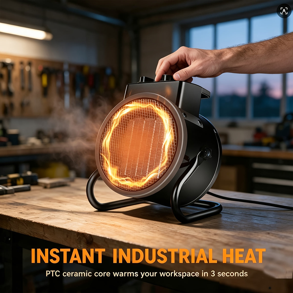 Portable PTC Ceramic Heater with Listed 1500W Heating and Overheat Protection, Black or Yellow Space Heater Options for Manufacturer-Approved Locations